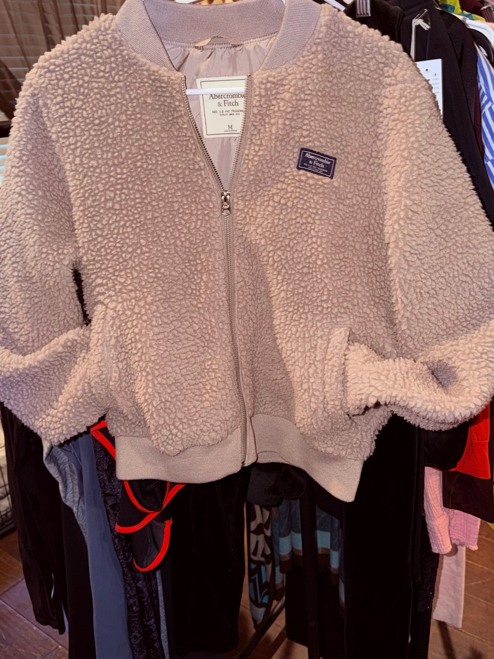 Abercrombie & Fitch Kids Blush Pink Sherpa Puffer Jacket